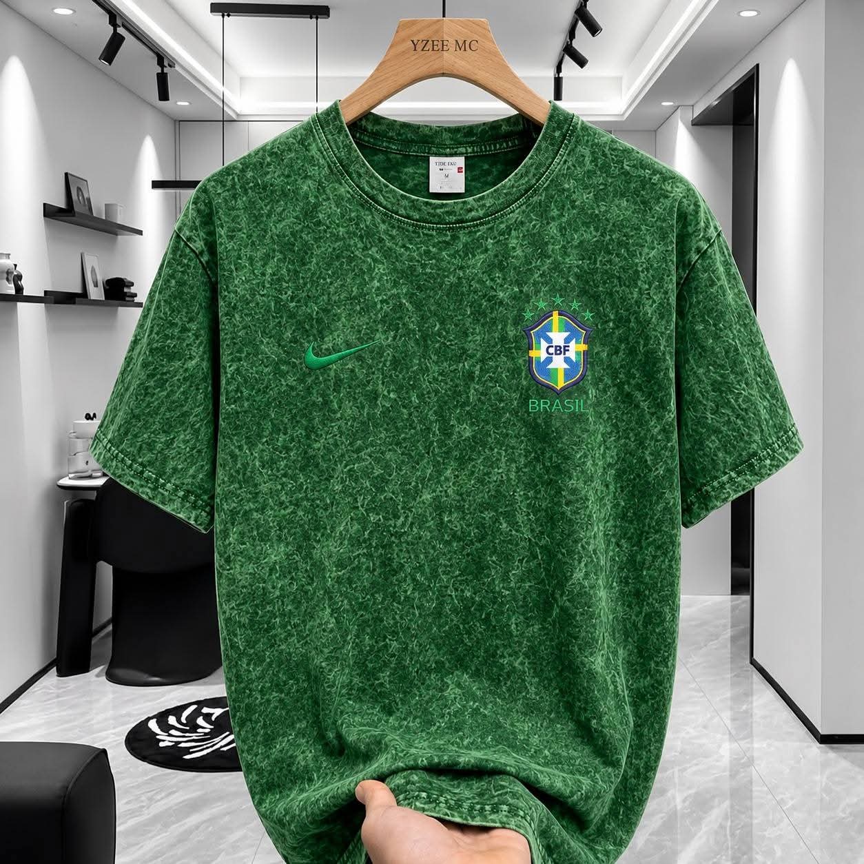 Brazil CBF Football Green Acid Wash T-Shirt